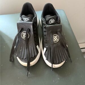 G/FORE Black and White Golf Sneakers with Modern Strap Design